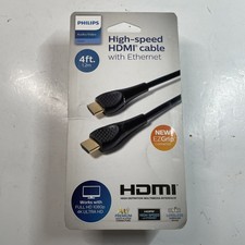 PHILIPS HIGH-SPEED 4-FOOT HDMI CABLE/WITH ETHERNET/WORKS w-HD 1080P & 4K UHD/NEW picture