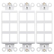 3x 6 Hole Port Keystone Jack Insert Decora Style Wall Plate Modular 1-Gang White picture
