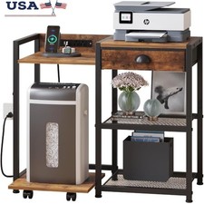 Printer Stand W/ Storage & USB Charging Ports 3 Tier Shelf Easy Assembly picture