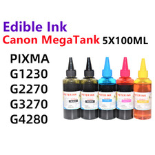5X100ML Edible refill Ink Canon PIXMA MegaTank G1230 G2270 G3270 G3290 G4280 picture