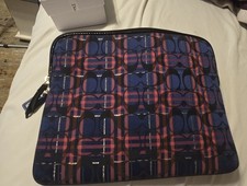 Coach NWT 62818 Poppy Tartan East West Universal Sleeve Navy Multi picture