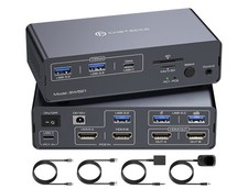 USB C KVM Switch and Dock HDMI 4 K 60Hz, Dual Monitor /Dual PC or laptop 13 in 1 picture