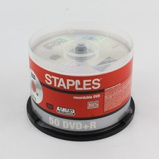 Staples DVD+R 50 Recordable Discs 4.7GB 8x Compatible 120 Min Opened Packaging picture