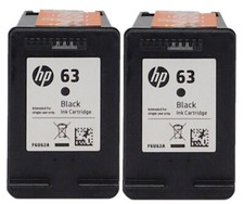 HP 63 Black 2 Pack Ink Cartridge F6U62AN Genuine picture