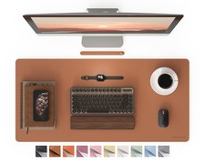 Brown 36x17 Inch PU Faux Leather Waterproof NonSlip Large Desk Mouse Pad picture