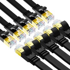10 PCS Black Cat8 Flat Ethernet Cable 3ft SFTP 40Gbps Gold RJ45 LAN picture
