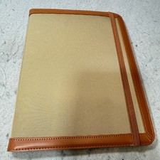 Unbranded Tablet Portfolio Unisex Medium Tan Good Canvas Faux Leather Folio picture