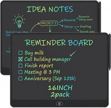 16 Inch LCD Writing Tablet 2 Pack, Large Electronic Notepad Reusable Digital Mem picture