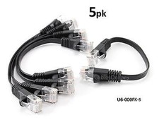 5-PACK 6 inch CAT6 Network UTP Ethernet RJ45 Flat-Design Patch Cable, Black picture
