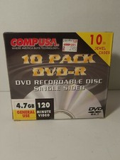 CompUSA 10 Pack DVD-R Recordable DVDs 4.7 GB in Jewel Cases. New In Box picture