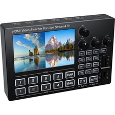 1080p 4 Channel HDMI Video Mixer Switcher with Screen for Live Streaming Record picture