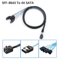 Internal HDD Mini SAS Cable SFF-8643 To 4 SATA Connect to Hard Drive 0.5 or 1M picture