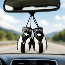 Puerto Rico Flag Boxing Glove Car Accessory Black Flag Decor Auto or Home picture