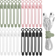 Nearockle 24Pcs Silicone Cable Straps Cord Organizer for Bundling Earphone, Phon picture