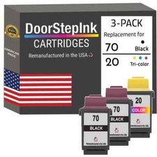 DoorStepInk Compatible Ink Cartridges for Lexmark #70 2Black / #20 Tri-Color-USA picture