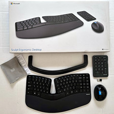 Microsoft Sculpt Ergonomic Desktop L5V-00001 Wireless Keyboard Mouse #pad Dongle picture