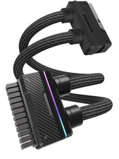 Black ARGB 16AWG ATX 24Pin PC PSU Power Extension Cable DualTube Management picture