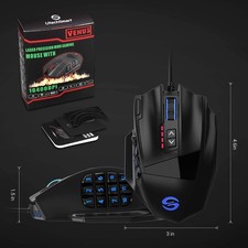 UtechSmart Venus Laser Wired USB Gaming Mouse 16400 DPI 19 Buttons Black picture