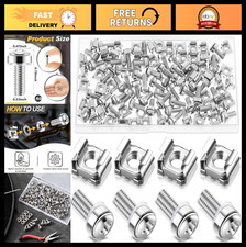 100 Sets M6 x 20mm Rack Mount Cage Nuts, Screws & Washers for Server Cabinets picture
