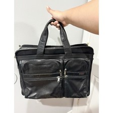 TUMI 96160DH LEATHER EXPANDABLE  BRIEFCASE Laptop Case Bag Carry On 17