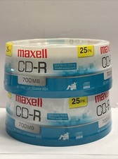 MAXELL CD-R 25 Pack 700 MB LOT OF 2 Data Music Photos BRAND NEW SEALED picture