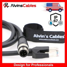 M12 4 Pin D-Coded to RJ45 Shielded Ethernet Cable Network Cord 24AWG SFTP 3.2ft picture