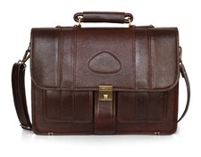 Men's Genuine Brown Leather Briefcase 15