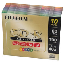 FUJIFILM CD-R All Purpose 10 Pack Color Discs 80min 700mb 1x to 40x Music Data picture