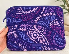 Vera Bradley Purple Floral Quilted Tablet iPad Sleeve Case Zip Padded 10” x 8” picture