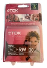 TDK Mini DVD-RW 30 Min Rewritable 3 Pack BRAND NEW SEALED C22 picture
