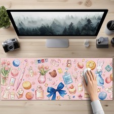 Pink Aesthetic Large Mouse Pad 31.5x11.8 Inch XL Extended Desk Mat Base picture