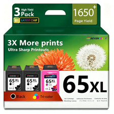 65XL High Capacity Ink Cartridge Combo Pack(2 Black, 1 Tri-Color, 3-Pack) picture