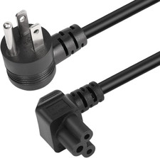 4.9Ft 90 Degrees 3 Prong AC to IEC320 C5 Power Cord,18Awg 100V~250V up Angle NEM picture
