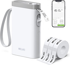 Nelko P21 Label Maker Machine with Tape, Bluetooth Label Printer, White picture