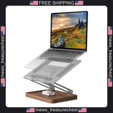 Laptop Stand for Desk, Adjustable Height, Walnut Base, Supports 17.3-inch picture