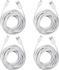 Smays 4-Pack 25ft Security Camera Micro USB Extension Cable Compatible White  picture
