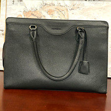 RAINSMORE Black Faux Leather Padded Laptop Tote Bag, Solid Pattern picture