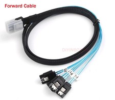 Mini SAS SFF-8087 to 4 SATA Breakout Forward/ Reverse/90 Degree SAS Cable 0.5/1M picture