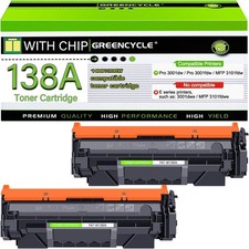 For HP LaserJet Pro 3001dw 3001fdw MFP 3101fdw 2 Pack 138A W1380A Black Toner picture