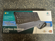 Logitech Cordless Desktop S520 Wireless Keyboard & Mouse Combo Black/Silver Keys picture