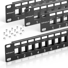 24 Port Blank Keystone Patch Panel with Snap-In Design (4 Pack), Cat6 Network Pa picture