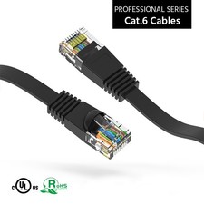 15Ft CAT6 Flat Ethernet Network Cable Black picture