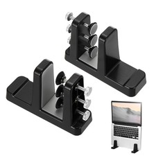 2-in-1 Vertical Laptop Stand, 2 Pcs Adjustable ABS Notebook Holder, Black picture