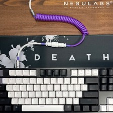 Custom Coiled Aviator Type USB-C Keyboard Cable 4ft GX16 Metal Gaming PC Braided picture