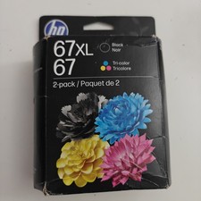 Genuine HP 67 XL Black & 67 Tri-Color Ink Catridges 2 Pack (3YP30AN) EXP 11/2027 picture