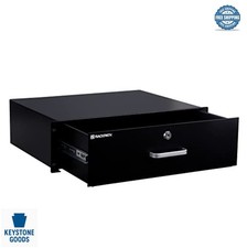 3U Rack Mount Drawer 19 Inch Steel Black Lock and Key for AV Network DJ picture
