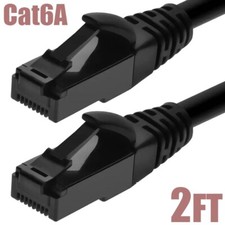 2FT Cat6A RJ45 Network LAN Ethernet UTP Patch Cable TPE Outdoor 500MHz Black picture
