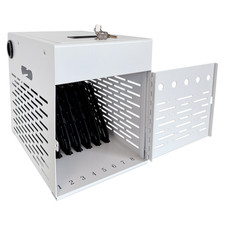 8-Device Tablet Charging Station, Lockable Steel Case Fits 14
