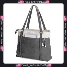 Laptop Tote Bag for Women 15.6 Inch Canvas Work Bag with Zipper picture