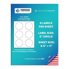 Round Sticker Labels 3 Adhesive White 150 Laser Inkjet Compatible Premium Supply picture